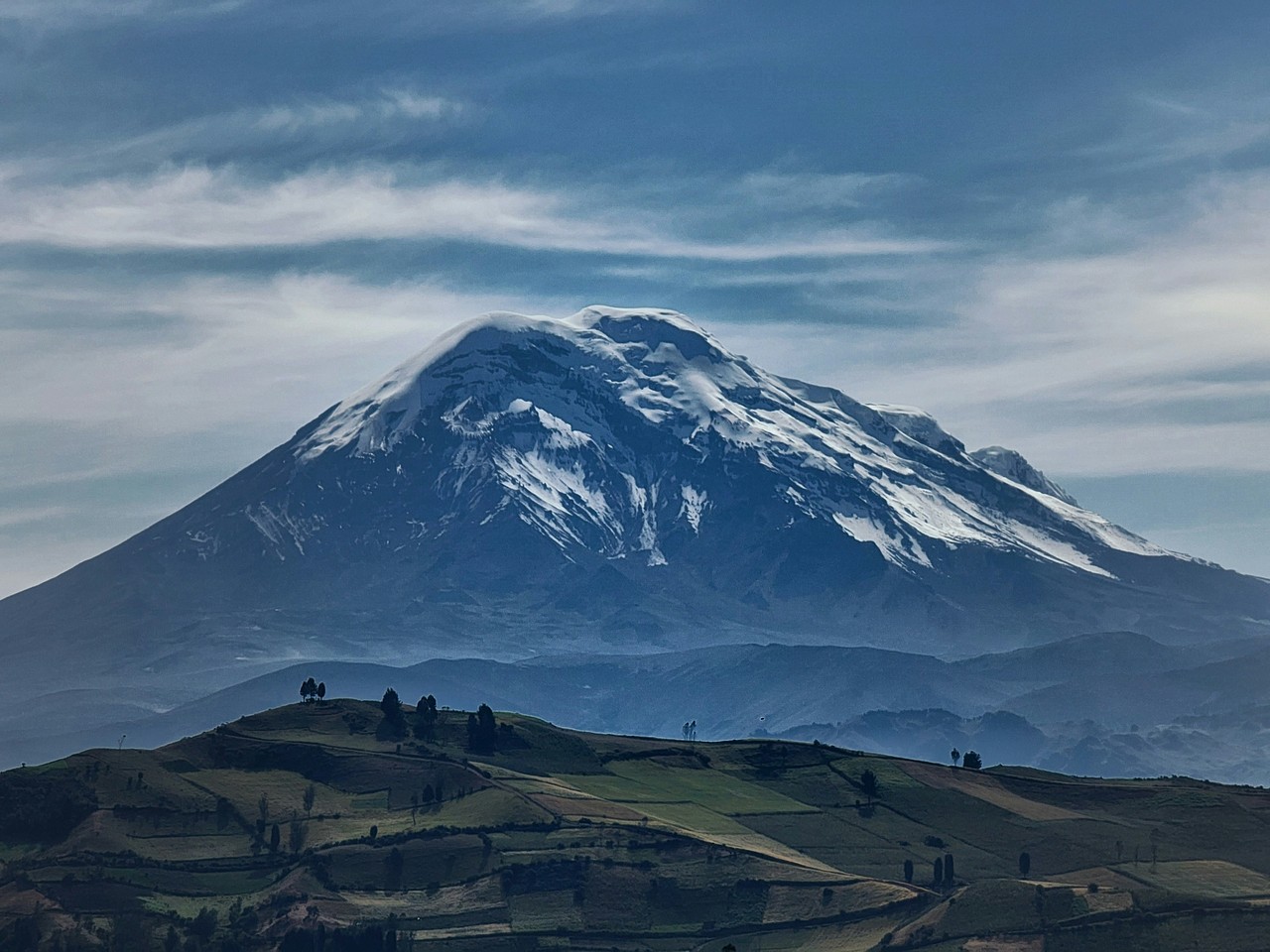 Volcán Chimborazo nevado visto desde Bolívar