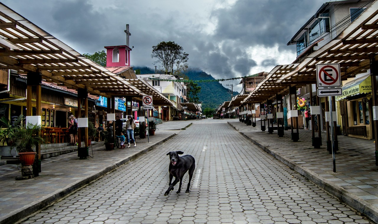 Calle del mercado indígena de Otavalo