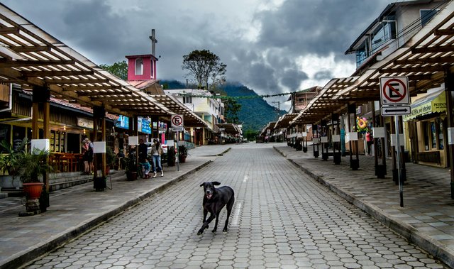 Calle del mercado indígena de Otavalo
